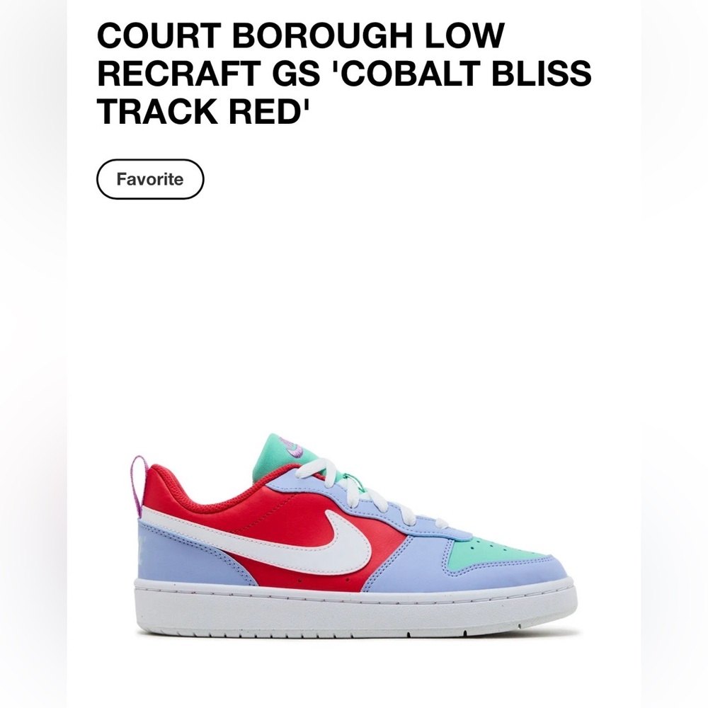 Nike Court Borough Low Recraft Cobalt Bliss Track Red Sneakers Sz 7Y (W 8.5)